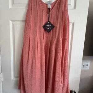 Ava & Viv 1X Pink Textured Sleeveless Swing Dress NWT